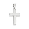 14K White Gold Polished Hollow Wide-Bar Cross Pendant
