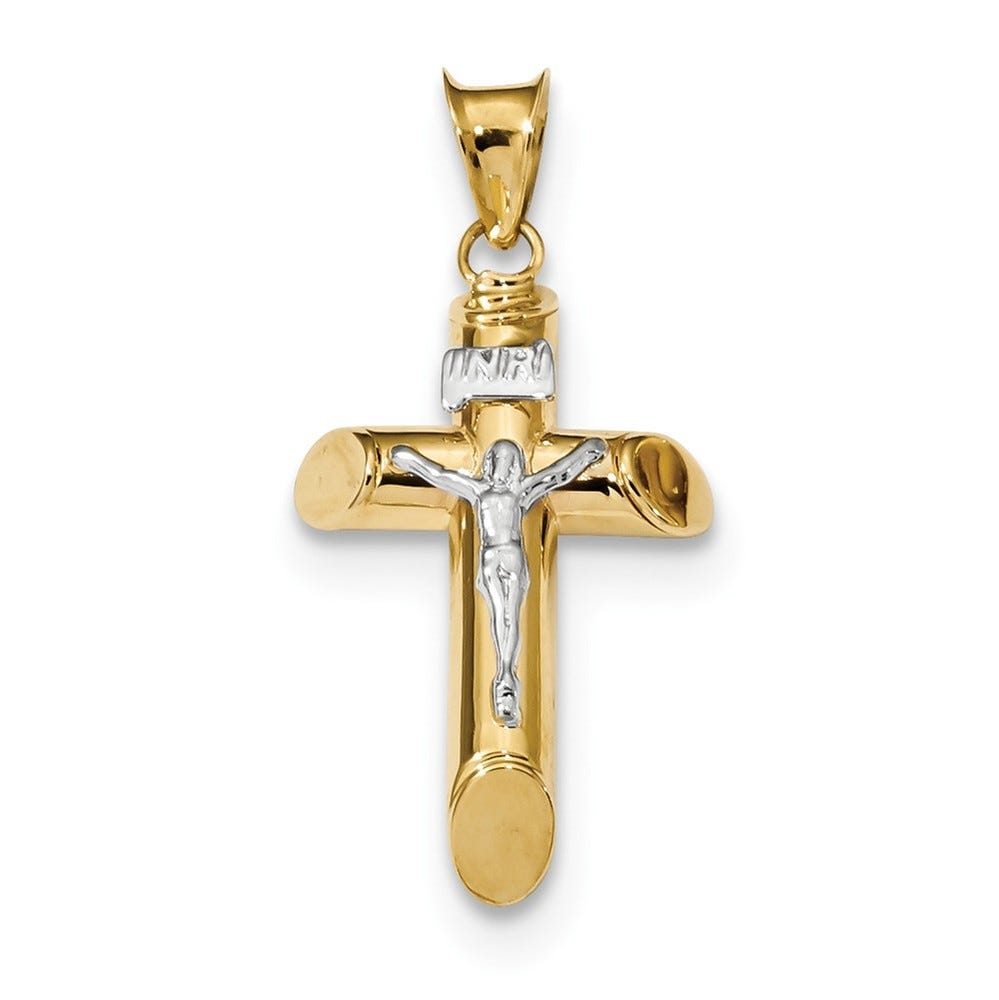 14K Two-Tone Polished Crucifix Pendant