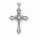 14K White Gold Aa Diamond Cross Pendant
