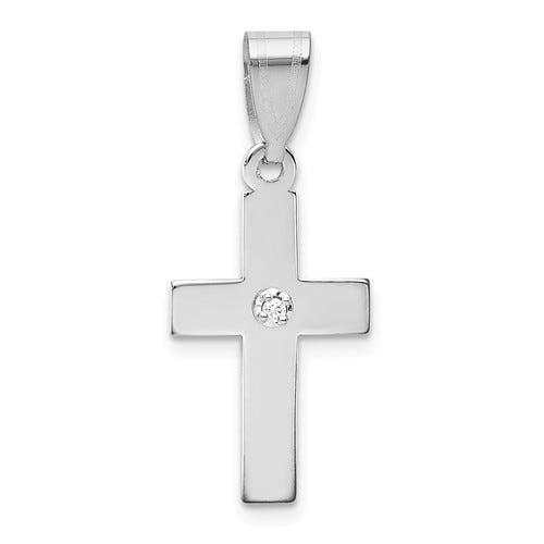 14K White Gold Diamond Cross Pendant