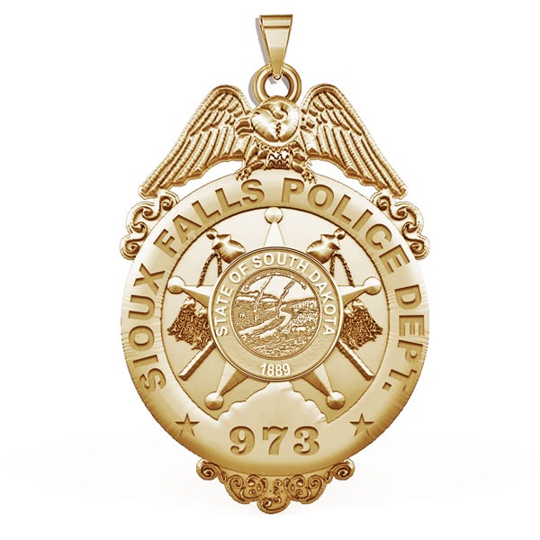 Personalized South Dakota Sioux Falls Police Badge with Your Number & Department