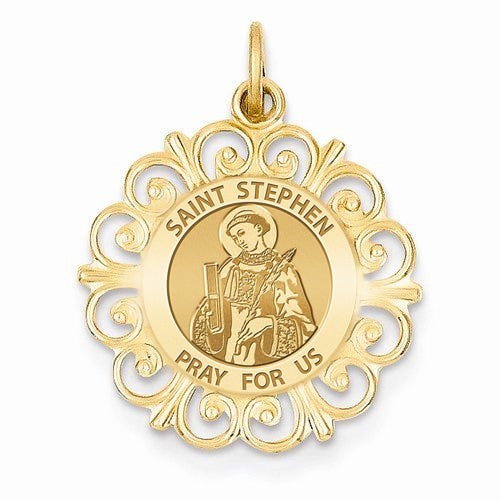 Saint Stephen Round Filigree Religious Medal