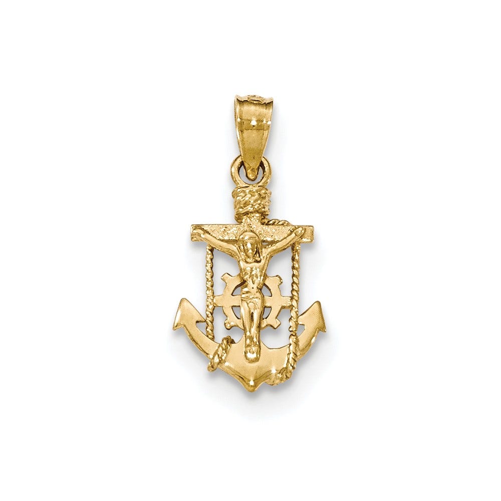 14K Polished Mariner Crucifix Pendant