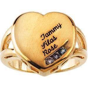 3 Stone Mother's Personalized Heart Ring