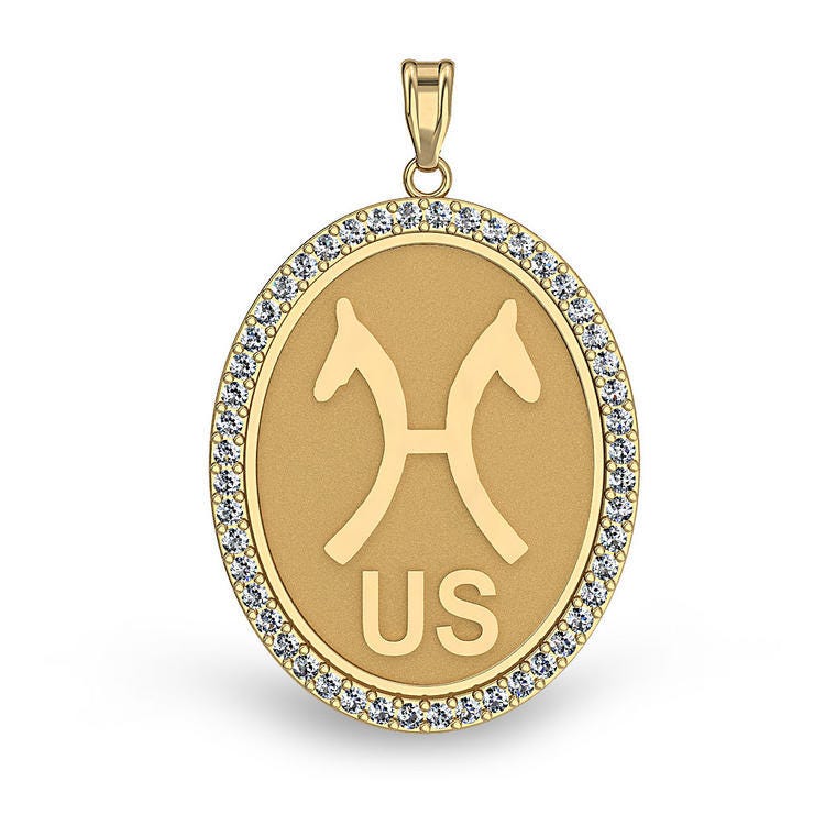 US Hanovarian Diamond Studded Horse Breed Oval Medal