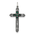 Sterling Silver May Birthstone Cross Pendant
