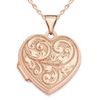 14K Rose Gold Floral Heart Photo Locket