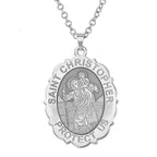 Saint Christopher Scalloped Oval Religious Medal
