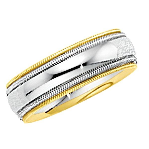 14K Two-Tone Approx. 0.22 Inch Milgrained-Edged Wedding Band