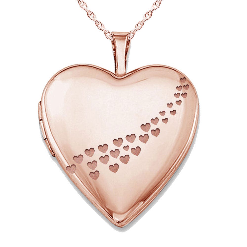 Rose Gold Plated "Casscade Of Hearts" Heart Photo Locket