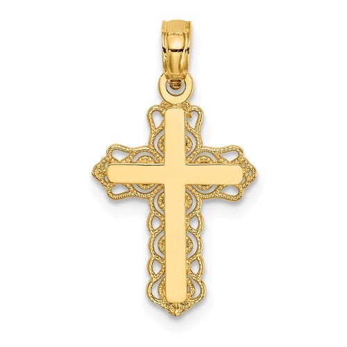 14K Budded Cross Charm