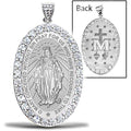Miraculous Medal Double Sided Cz Oval Pendant