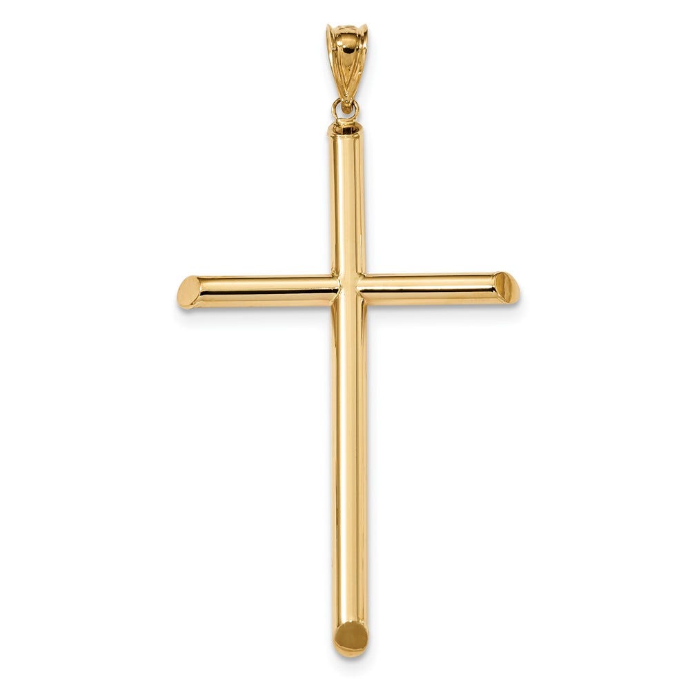 14K Polished Tube Cross Pendant