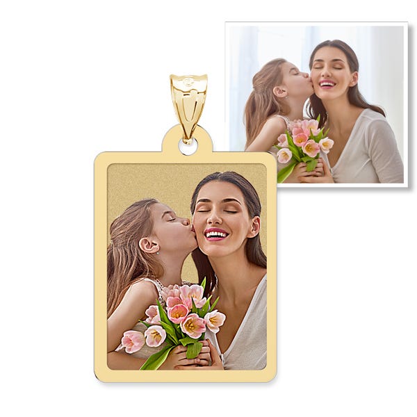 Petite Rectangle Border Photo Pendant Charm