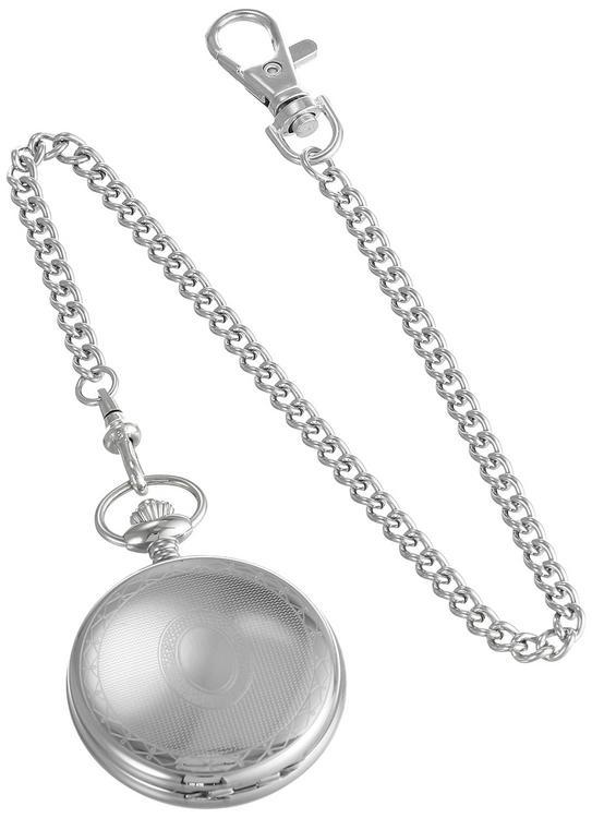 Charles-Hubert Paris Stainless Steel Hunter Case Quartz Pocket Watch