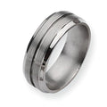 Titanium Grooved Ridged Edge Approx. 0.31 Inch Satin and Polished Wedding Band