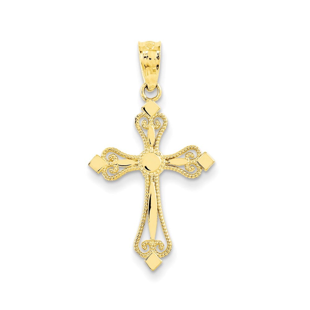 14K Mini Budded Cross Pendant