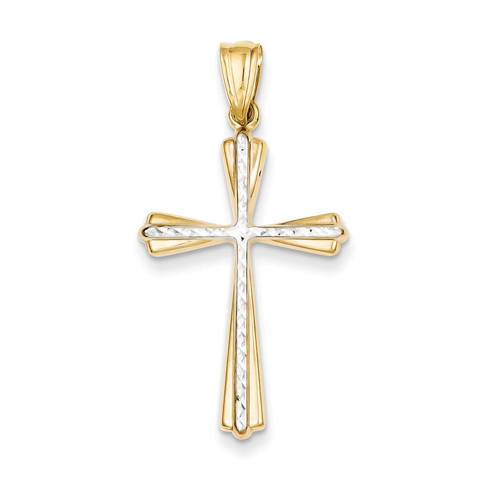 Two-Tone Diamond Cut Cross Pendant