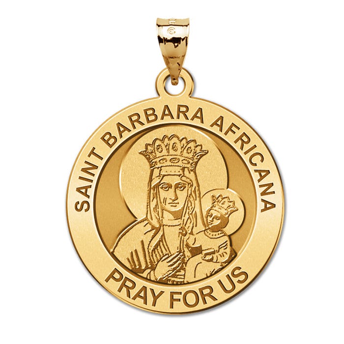 Saint Barbara Africana Round Religious Medal