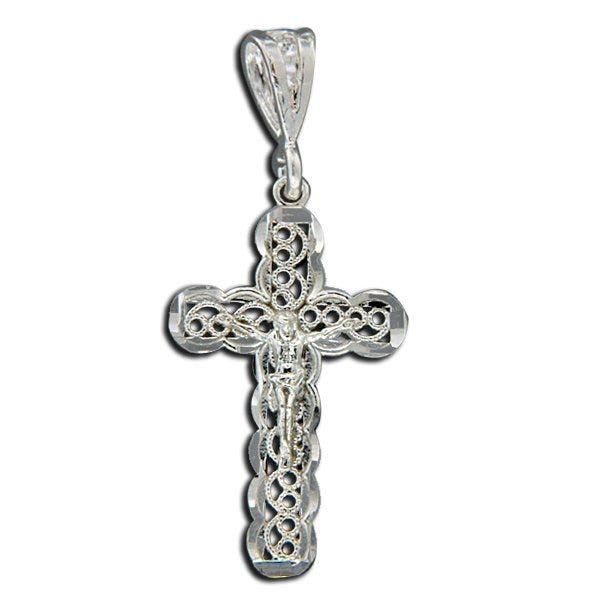 Sterling Silver Filigree Crucifix Pendant