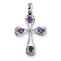 Sterling Silver Or Stainless Steel Amethyst And Diamond Cross Pendant