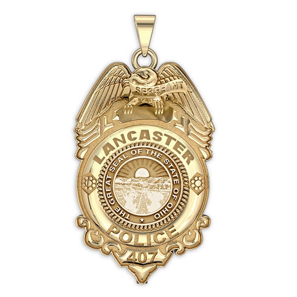 Personalized Lancaster Ohio Police Badge with Your Rank and Number