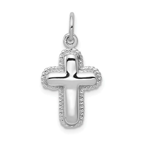 14K White Gold Polished Cross Charm