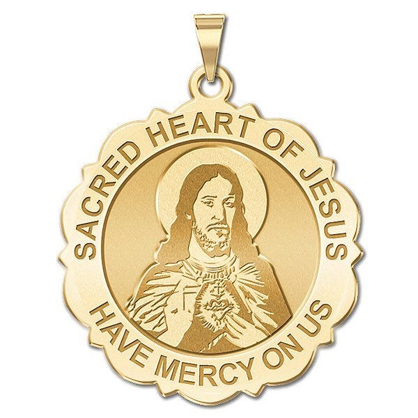 Sacred Heart of Jesus Scalloped Religious Medal