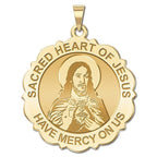 Sacred Heart of Jesus Scalloped Religious Medal