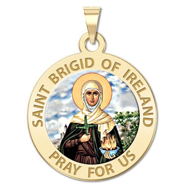 Saint Brigid Of Ireland Round Color Religious Medal