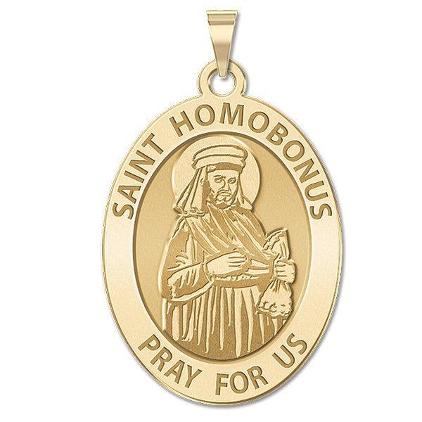 Saint Homobonus Oval Religious Medal