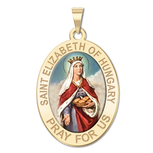 Saint Elizabeth Of Hungary Oval Religious Medal "Color"