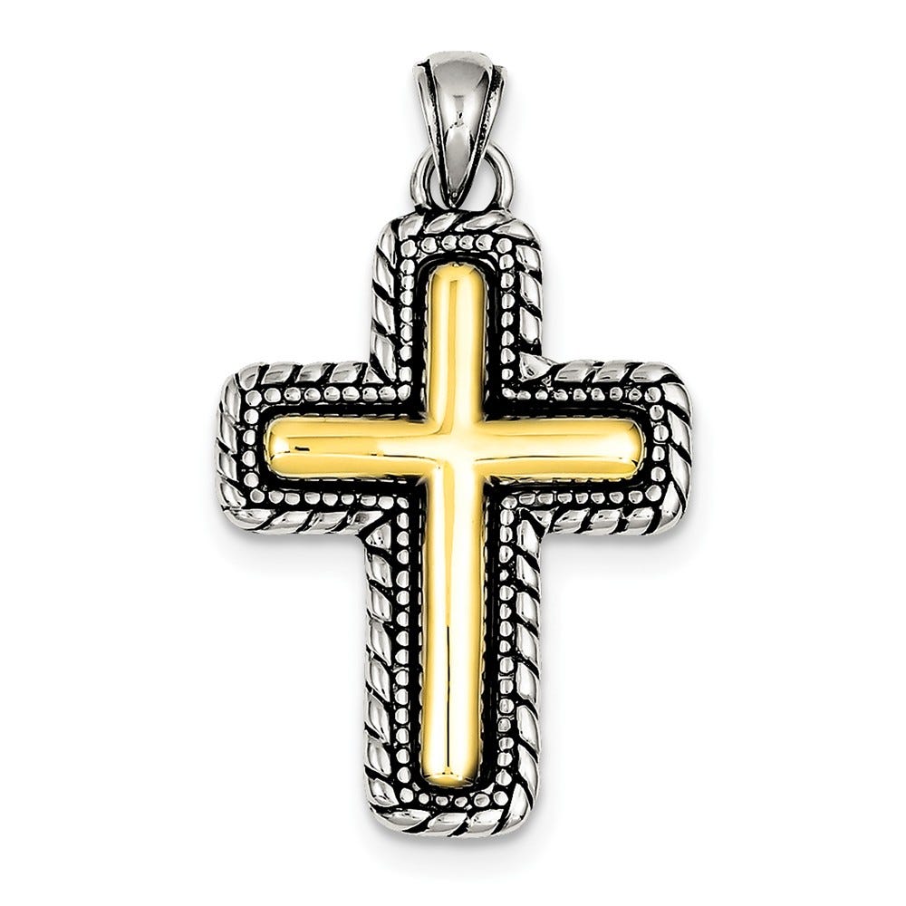 Sterling Silver And Vermeil Antiqued Cross Pendant