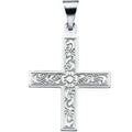 14K White Gold Ornate Greek Cross Pendant