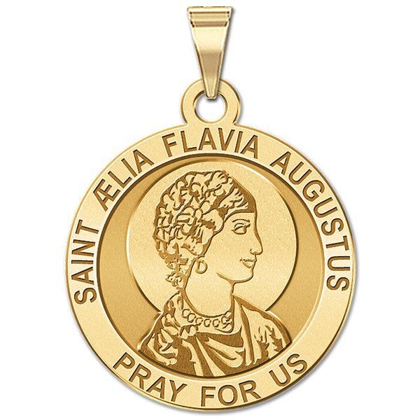 Saint Aelia Flavia Augustus Round Religous Medal