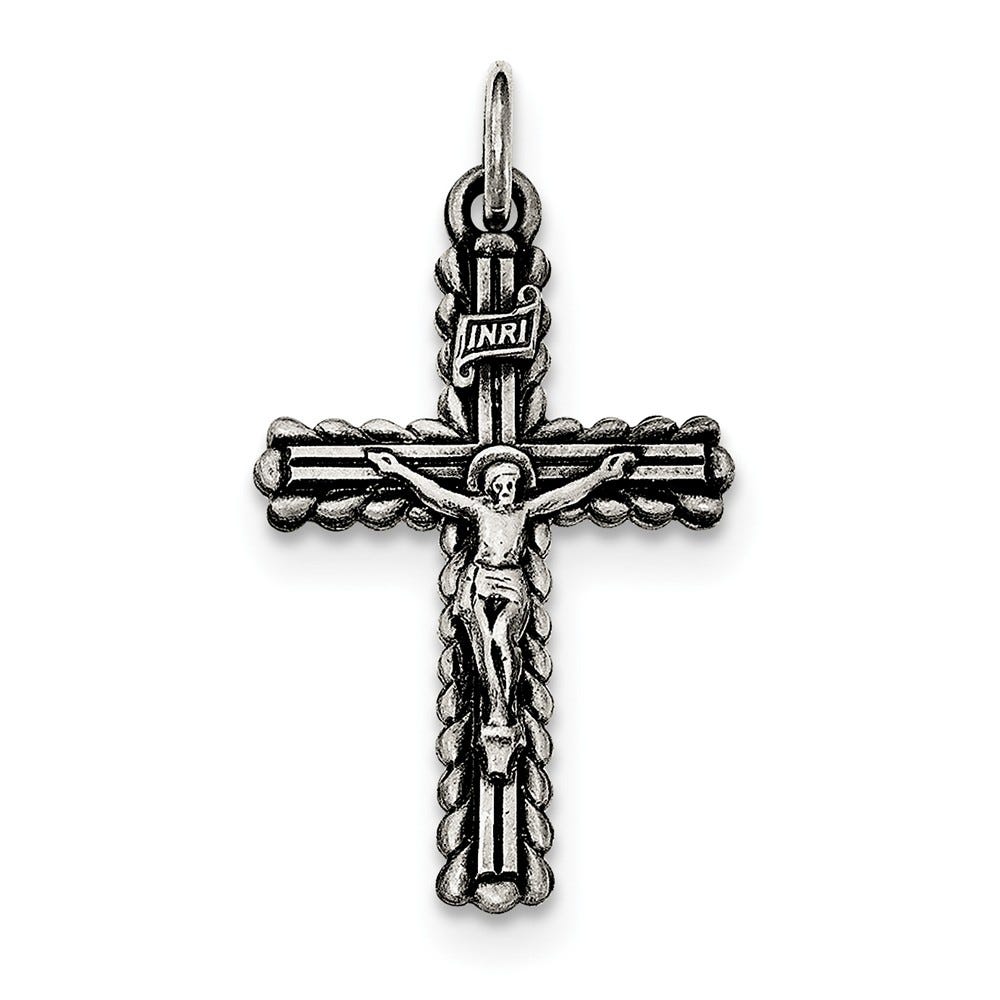 Antiqued And Brushed Inri Crucifix Pendant