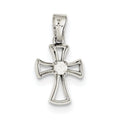 Sterling Silver Rhodium Plated Cz Open Cross Pendant