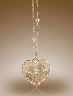 Heart Shaped Framed Pendant with Diamonds