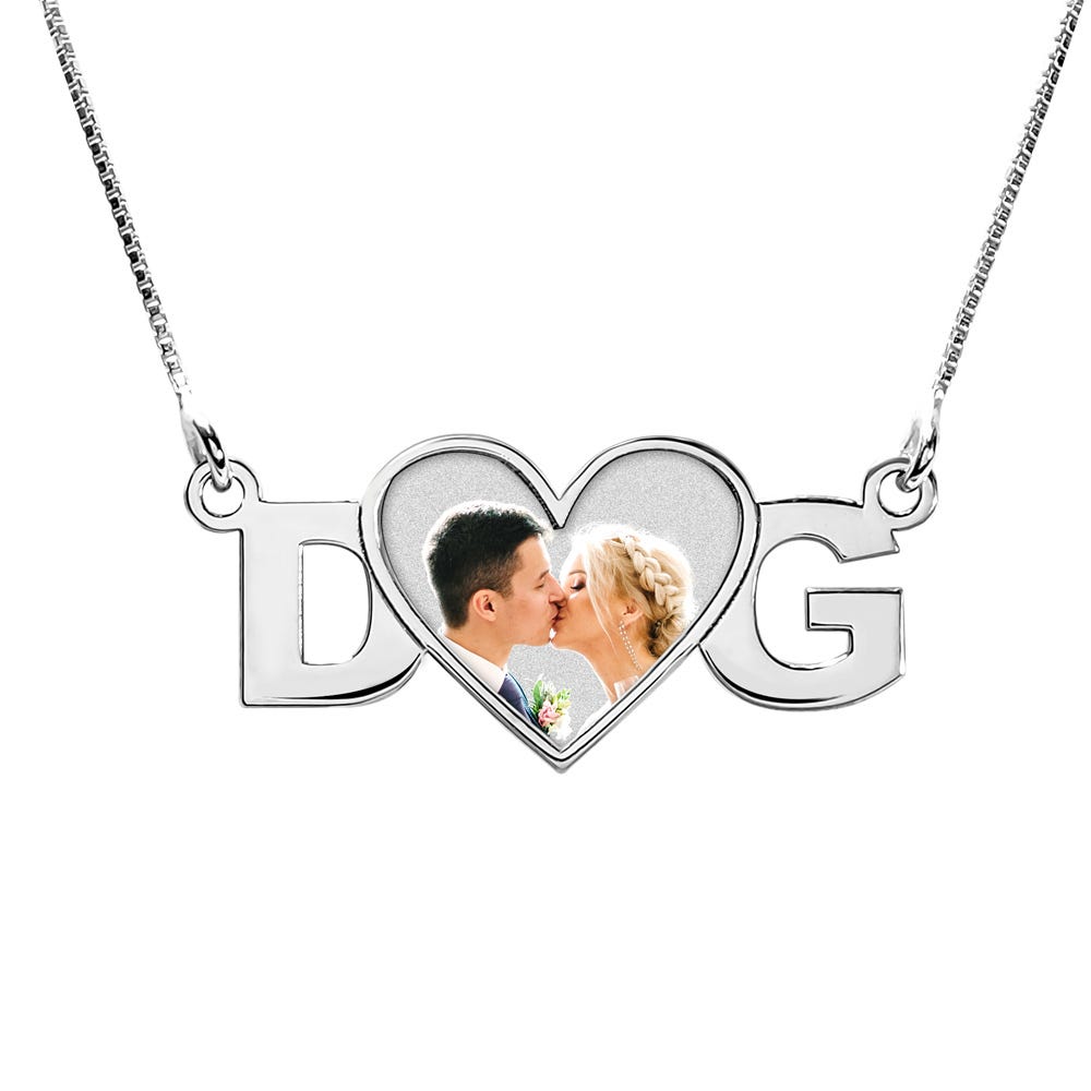 Initial Photo Heart Pendant