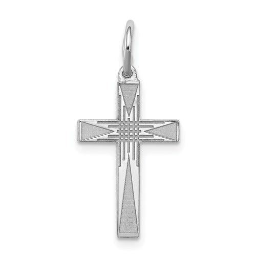 Sterling Silver Laser Designed Star-Center Cross Charm