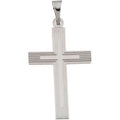 14K White Gold Grooved Cross Pendant With Design