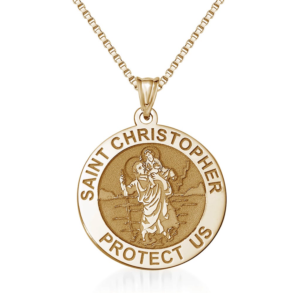 Saint Christopher Religious Round Medal