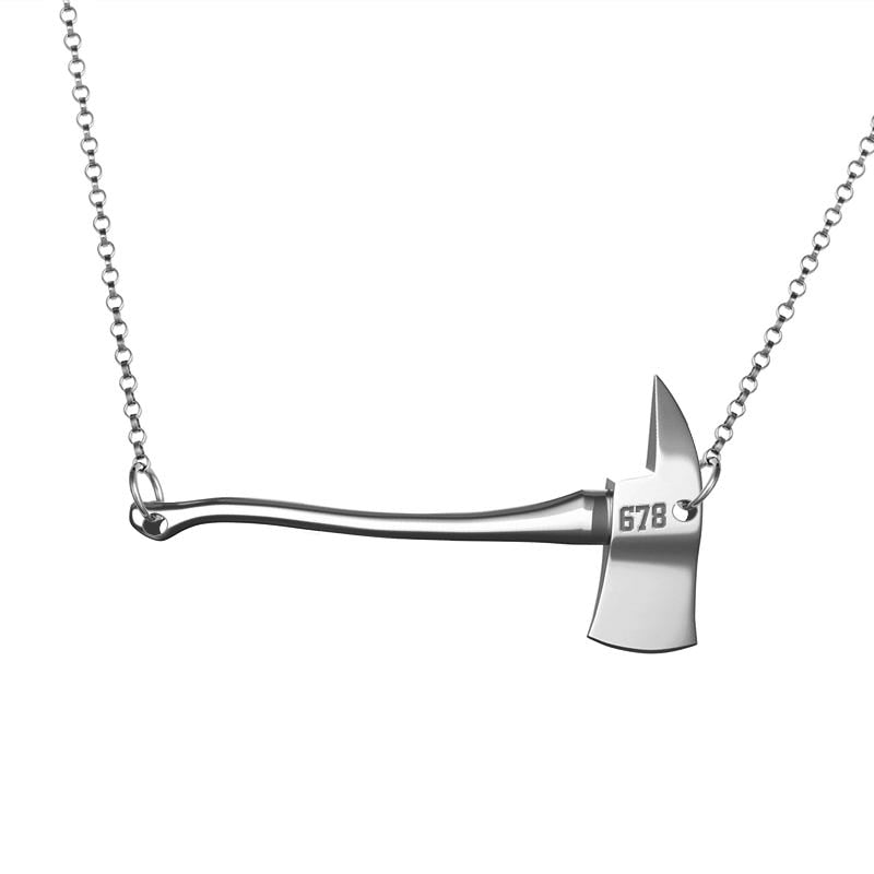 Personalized Firefighter Axe Bar with Your Badge Number with Chain Included