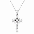 Sterling Silver Cz Baguette and Round Latin Cross Pendant