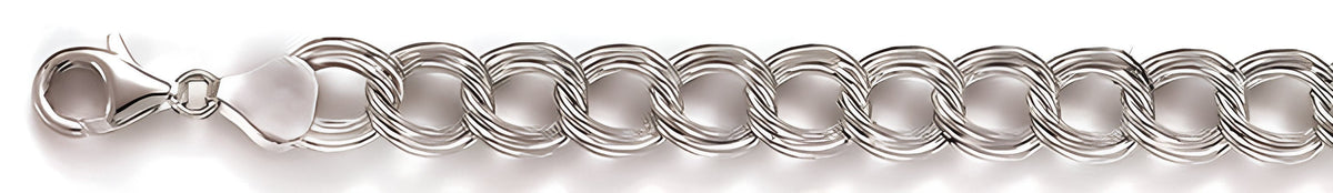 Sterling Silver Charm Bracelet Approx. 0.37 Inch Thick