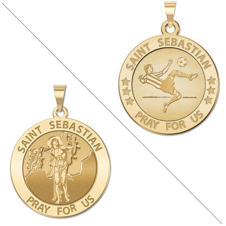 Male Soccer - Saint Sebastian Doubledside Sports Religious Medal