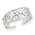 14K White Gold Floral Toe Ring