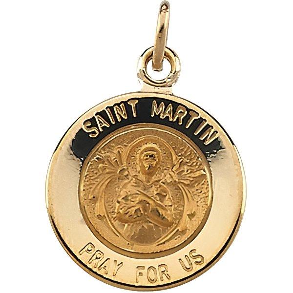 14K Gold Saint Martin De Porres Religious Medal