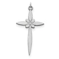 Sterling Silver Laser Designed Flower-Center Cross Pendant