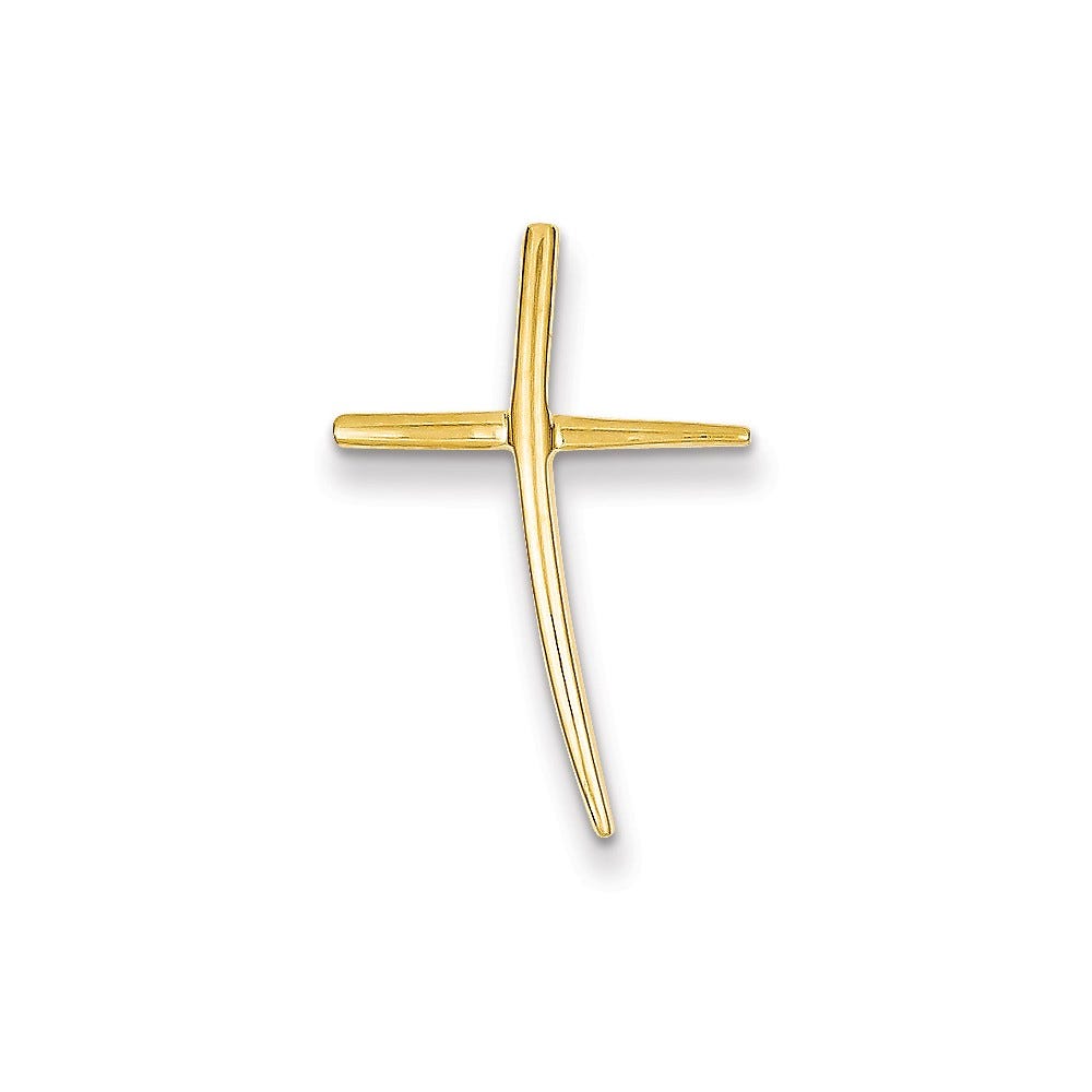 14K Polished Curved Cross Pendant
